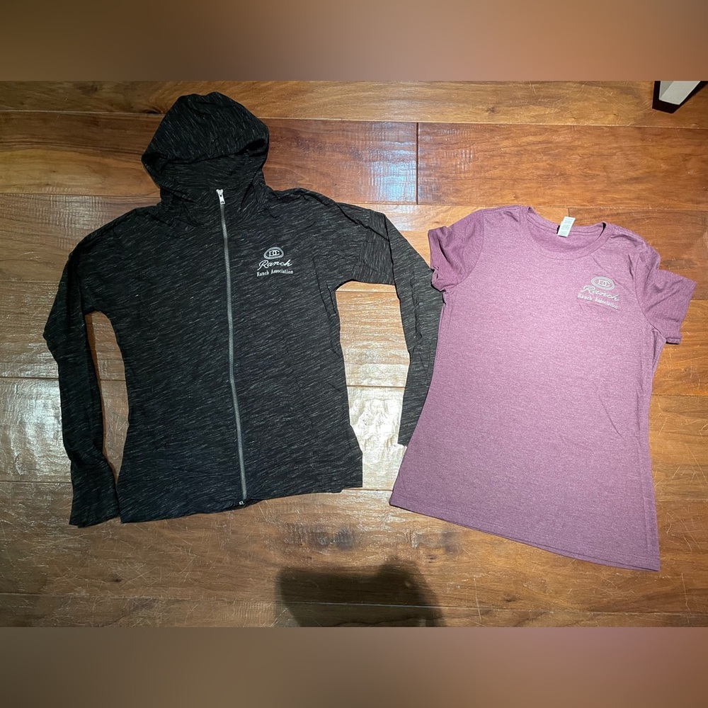 Black Zip-Up Hoodie and Purple T-Shirt Set
